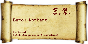 Beron Norbert névjegykártya